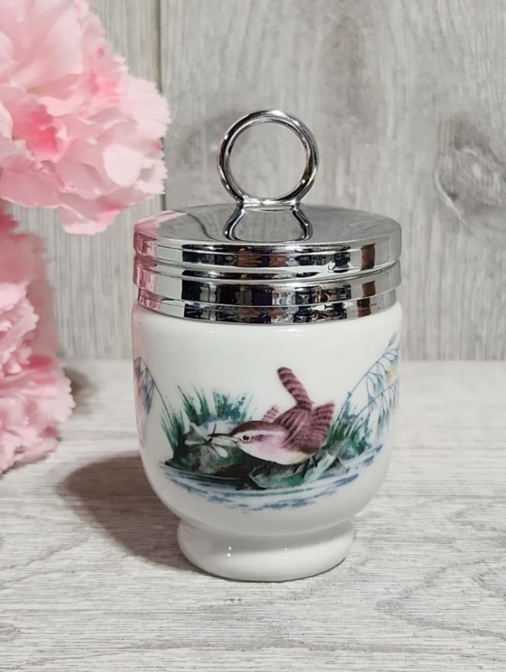 Royal Worcester Porcelain Egg Coddler Birds Made in England Cottagecore